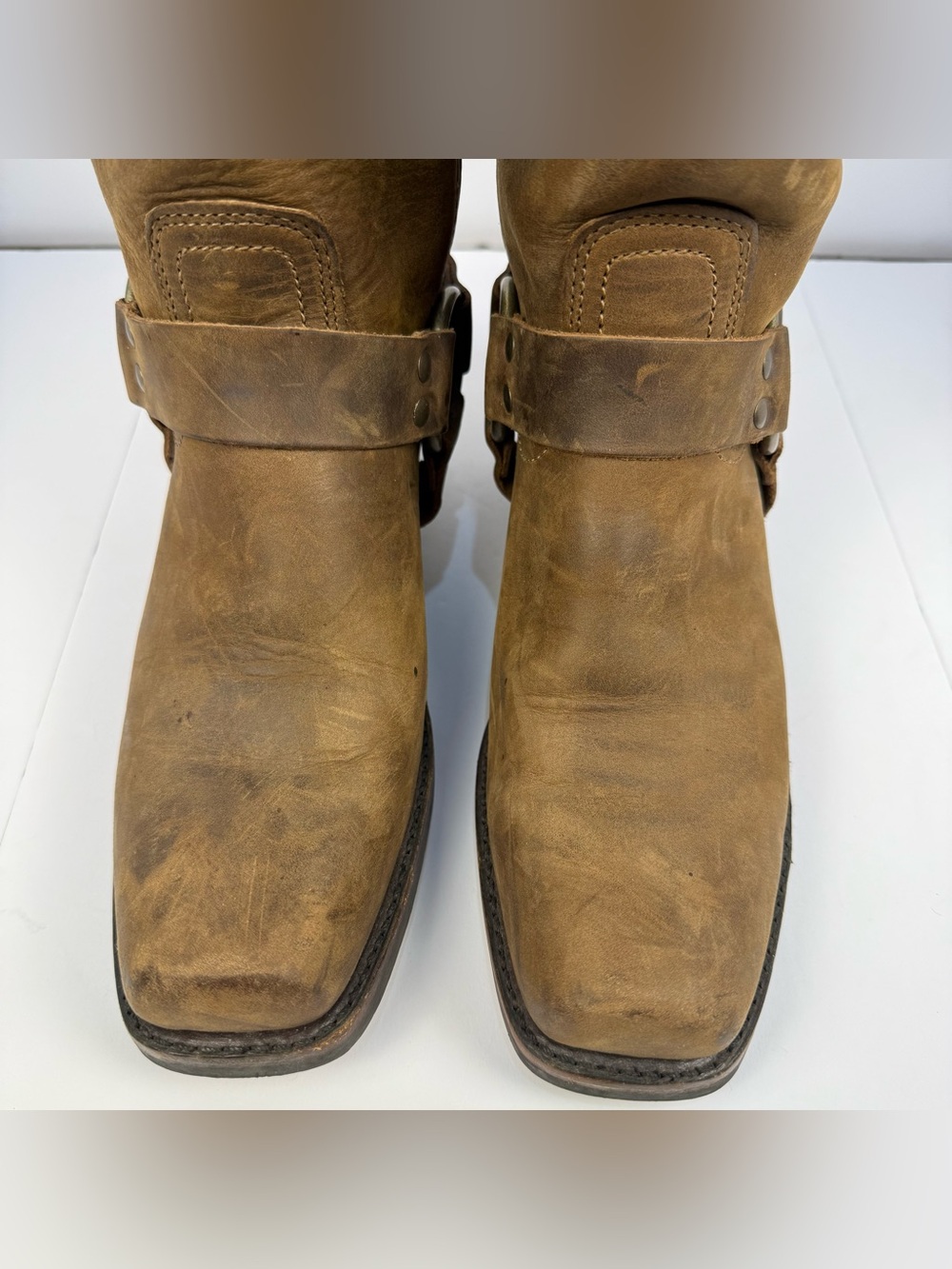 Frye Harness 12r Leather Motorcycle Boots Medium Brown - Picture 10 of 15